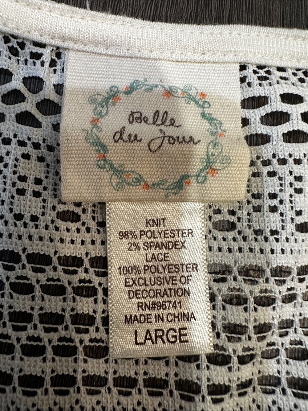 Boho Fringe Crochet Lace Vest Large Ivory Open Front Festival Style - Picture 10 of 10